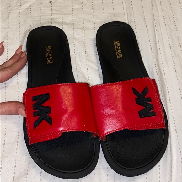 michael kors red slides